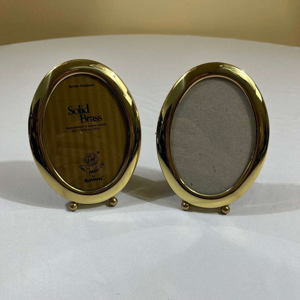 Bowon Picture Frame 3.5x5 Gold Solid Brass Oval Set of 2 BP308